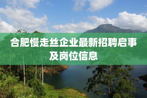 合肥慢走絲企業(yè)最新招聘啟事及崗位信息
