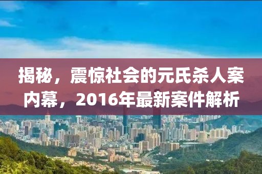 揭秘，震驚社會(huì)的元氏殺人案內(nèi)幕，2016年最新案件解析