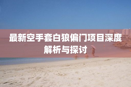 最新空手套白狼偏門項目深度解析與探討