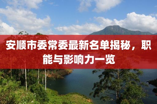 安順市委常委最新名單揭秘，職能與影響力一覽