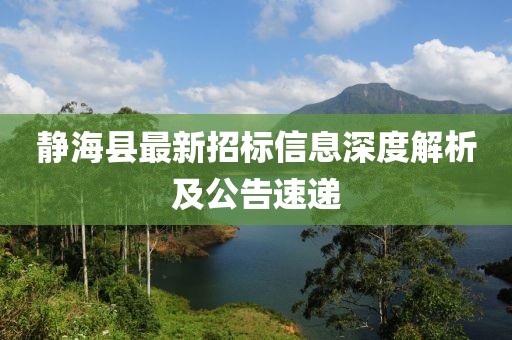 靜?？h最新招標(biāo)信息深度解析及公告速遞