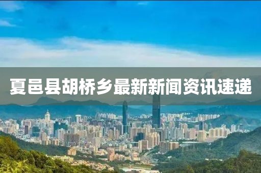 夏邑縣胡橋鄉(xiāng)最新新聞資訊速遞