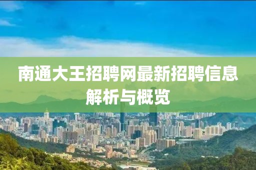 南通大王招聘網最新招聘信息解析與概覽