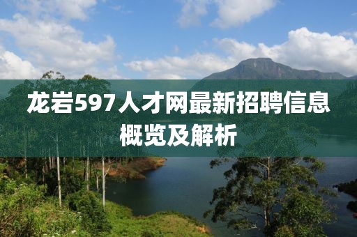 龍巖597人才網(wǎng)最新招聘信息概覽及解析