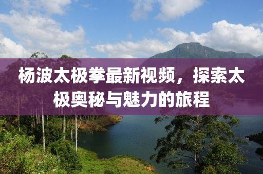 楊波太極拳最新視頻，探索太極奧秘與魅力的旅程
