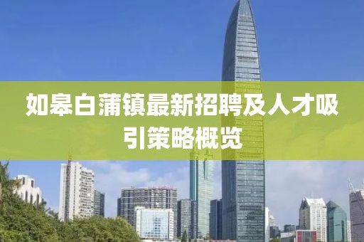 如皋白蒲鎮(zhèn)最新招聘及人才吸引策略概覽