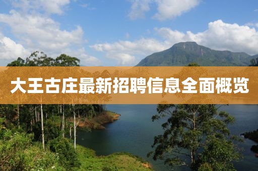 大王古莊最新招聘信息全面概覽