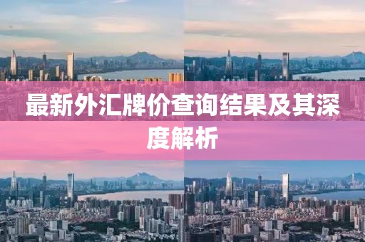 最新外匯牌價(jià)查詢(xún)結(jié)果及其深度解析